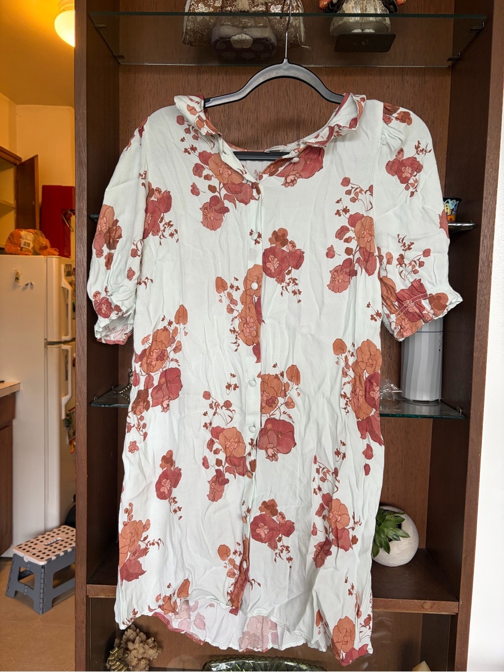 Wilfred White Mini Dress with Rust Floral Print
